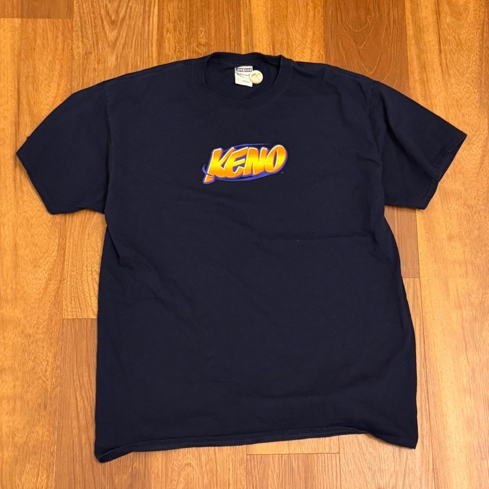 2000s Y2K KENO Navy Graphic T-Shirt Size Large